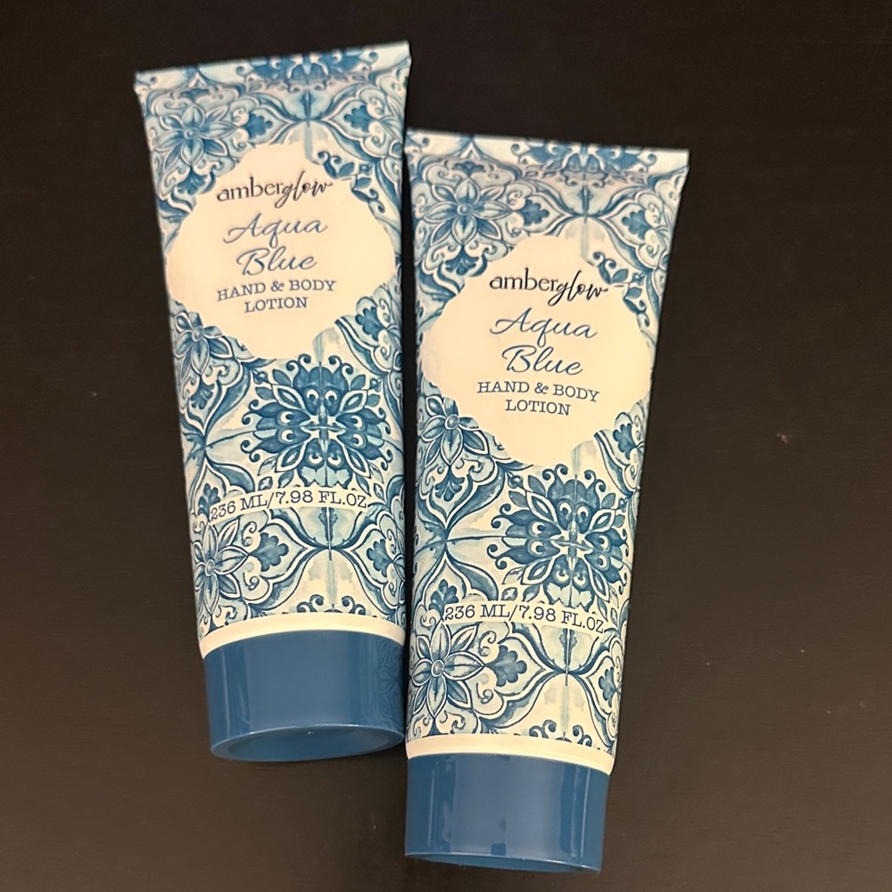 2 AmberGlow Aqua Blue Hand & Body Lotion - Bundle set